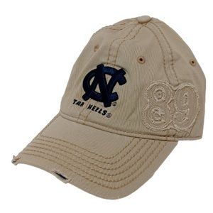 NCAA North Carolina Tar Heels Embroidered 89 Tan Distressed Strap Back Hat Cap